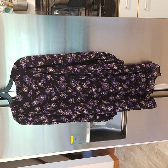 💕GANNI💕 Floral Georgette Mini Shift Dress ~ Black Floral Print 38 EU - Picture 12 of 16